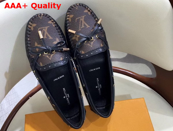 Louis Vuitton Boyish Loafer Black Calf Leather and Patent Monogram Canvas 1A3G9Z Replica