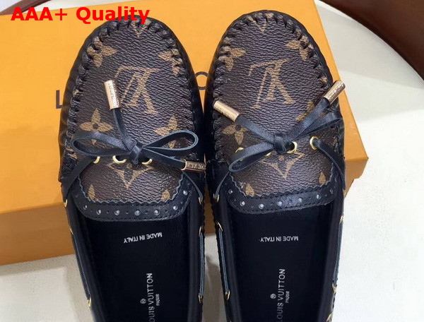 Louis Vuitton Boyish Loafer Black Calf Leather and Patent Monogram Canvas 1A3G9Z Replica