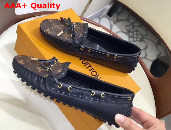 Louis Vuitton Boyish Loafer Black Calf Leather and Patent Monogram Canvas 1A3G9Z Replica