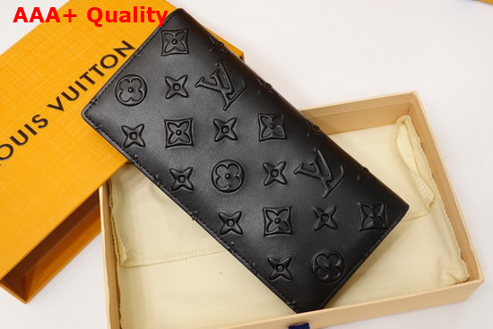 Louis Vuitton Brazza Wallet Black Monogram Seal Leather Replica