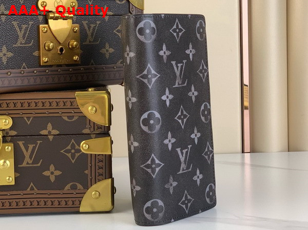 Louis Vuitton Brazza Wallet Black and White Brushed Monogram Cowhide Leather Replica