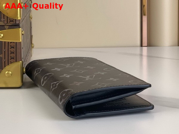 Louis Vuitton Brazza Wallet Black and White Brushed Monogram Cowhide Leather Replica