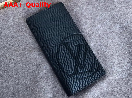 Louis Vuitton Brazza Wallet Epi Black with LV Circle Signature Replica