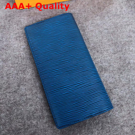 Louis Vuitton Brazza Wallet Epi Bleu Azur with LV Circle Signature Replica