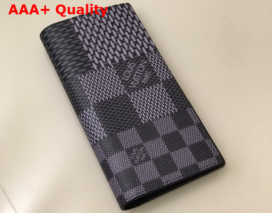 Louis Vuitton Brazza Wallet Gray Damier Graphite 3D Coated Canvas N60436 Replica