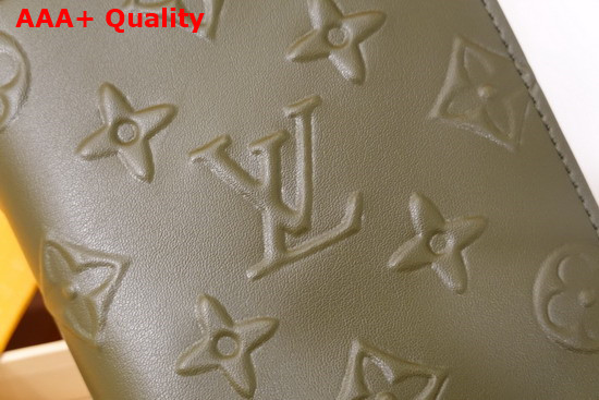 Louis Vuitton Brazza Wallet Khaki Monogram Seal Leather Replica