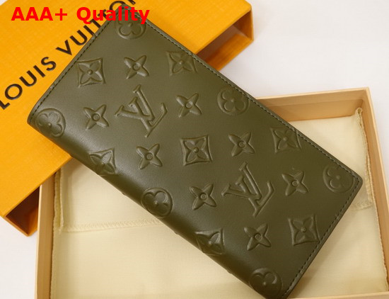 Louis Vuitton Brazza Wallet Khaki Monogram Seal Leather Replica