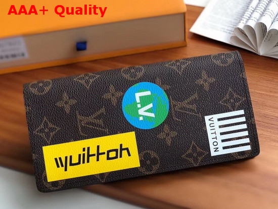 Louis Vuitton Brazza Wallet Monogram Canvas with Printed Stickers M67823 Replica