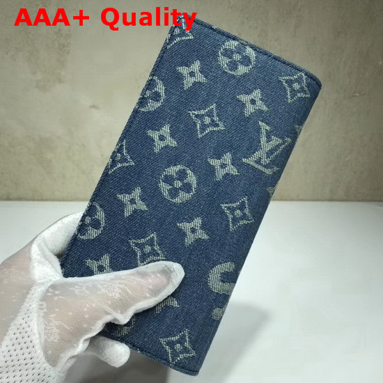 Louis Vuitton Brazza Wallet Monogram Denim Blue Replica