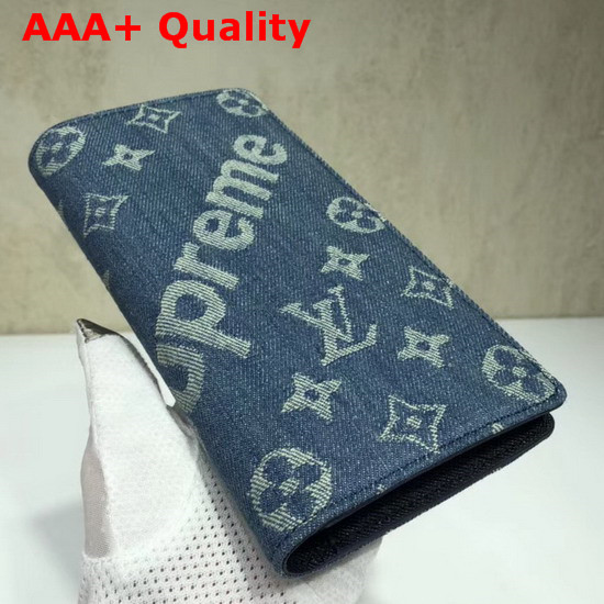 Louis Vuitton Brazza Wallet Monogram Denim Blue Replica