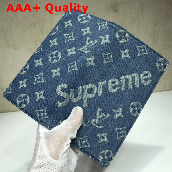 Louis Vuitton Brazza Wallet Monogram Denim Blue Replica