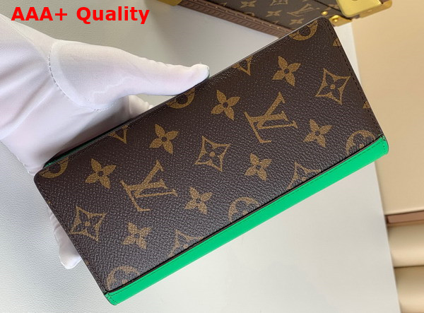 Louis Vuitton Brazza Wallet Monogram Macassar Coated Canvas and Minty Green Cowhide Leather Replica