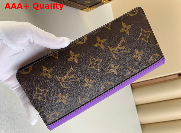 Louis Vuitton Brazza Wallet Monogram Macassar Coated Canvas and Purple Cowhide Leather M81538 Replica