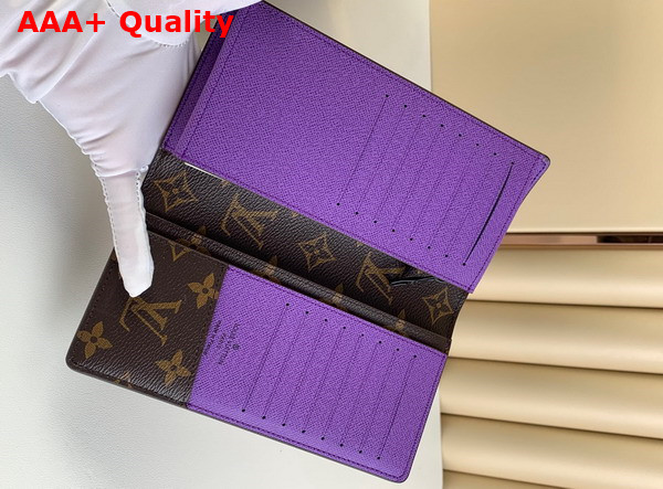 Louis Vuitton Brazza Wallet Monogram Macassar Coated Canvas and Purple Cowhide Leather M81538 Replica