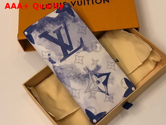 Louis Vuitton Brazza Wallet Monogram Watercolor Blue Coated Canvas Replica