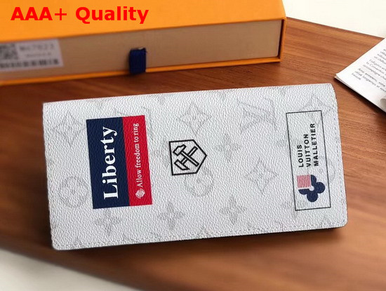 Louis Vuitton Brazza Wallet Monogram White Canvas with Printed Stickers M67822 Replica