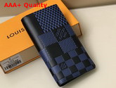 Louis Vuitton Brazza Wallet Navy Blue and Black Damier Infini 3D Cowhide Leather Replica