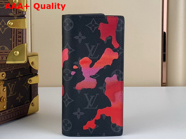 Louis Vuitton Brazza Wallet Red and Orange Sunset Monogram Eclipse Coated Canvas Replica