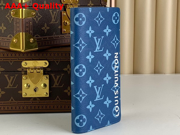 Louis Vuitton Brazza Wallet in Atlantic Blue Monogram Coated Canvas Replica