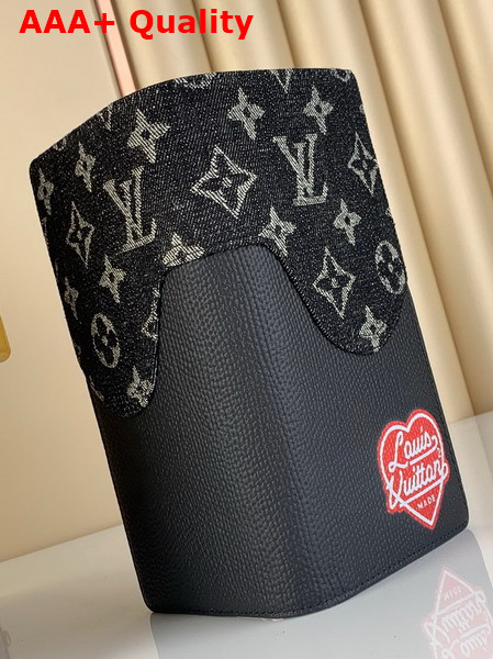 Louis Vuitton Brazza Wallet in Black Monogram Denim and Taurillon Leather Replica