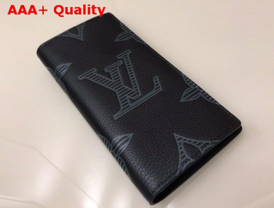 Louis Vuitton Brazza Wallet in Black Taurillon Shadow Leather M80042 Replica