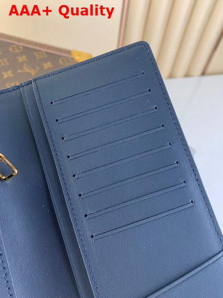 Louis Vuitton Brazza Wallet in Blue Monogram Denim and Navy Blue Taurillon Leather Replica