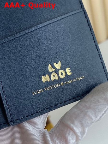 Louis Vuitton Brazza Wallet in Blue Monogram Denim and Navy Blue Taurillon Leather Replica