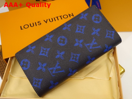 Louis Vuitton Brazza Wallet in Blue Vintage Monogram Canvas Replica