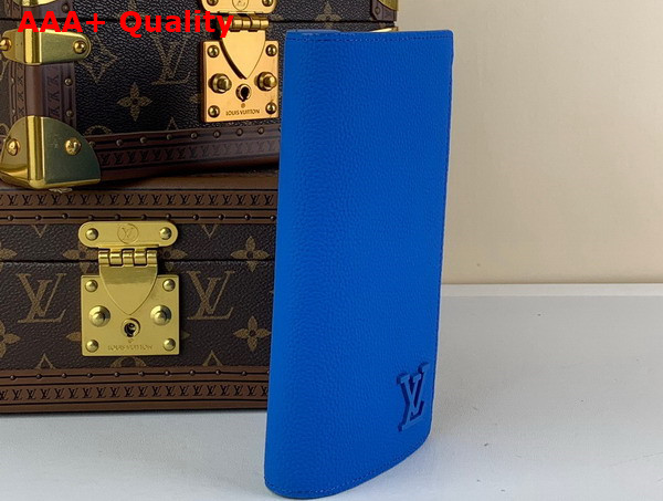 Louis Vuitton Brazza Wallet in Bright Blue LV Aerogram Cowhide Leather Replica