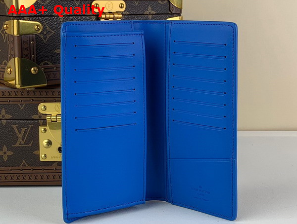 Louis Vuitton Brazza Wallet in Bright Blue LV Aerogram Cowhide Leather Replica