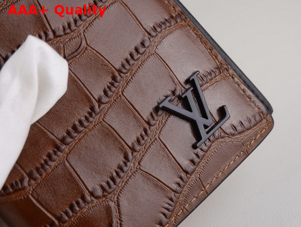 Louis Vuitton Brazza Wallet in Tan Crocodilien Leather Replica