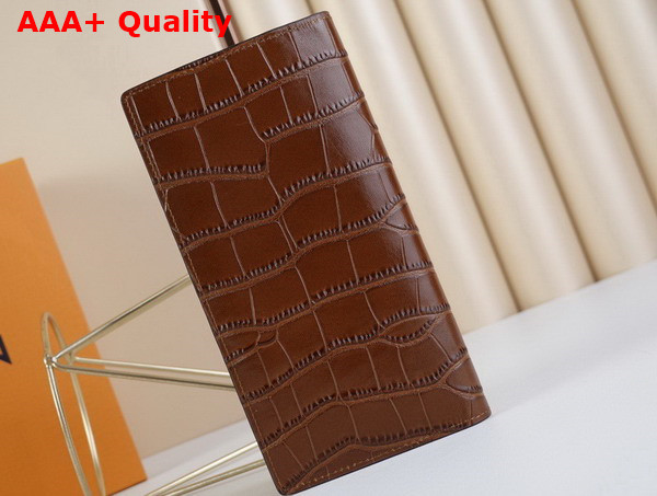 Louis Vuitton Brazza Wallet in Tan Crocodilien Leather Replica