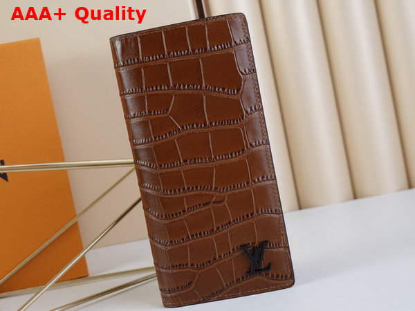 Louis Vuitton Brazza Wallet in Tan Crocodilien Leather Replica