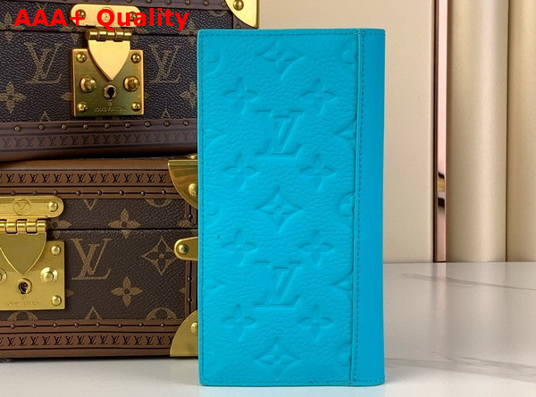 Louis Vuitton Brazza Wallet in Turquoise Taurillon Monogram Embossed Cowhide Leather Replica