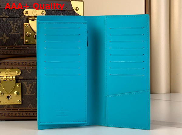 Louis Vuitton Brazza Wallet in Turquoise Taurillon Monogram Embossed Cowhide Leather Replica