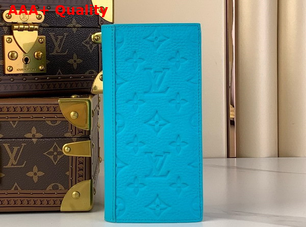 Louis Vuitton Brazza Wallet in Turquoise Taurillon Monogram Embossed Cowhide Leather Replica