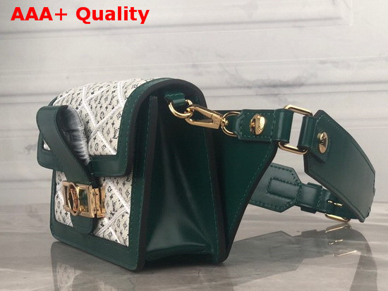 Louis Vuitton Bumbag Dauphine Denim Textile Printed Canvas with Green Calfskin Trim Replica