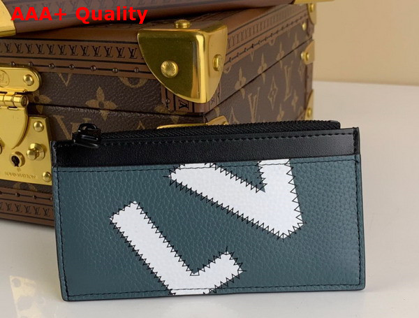 Louis Vuitton CC Holder in Gray Blue Taurillon Leather with Bold White LV Initials M81314 Replica