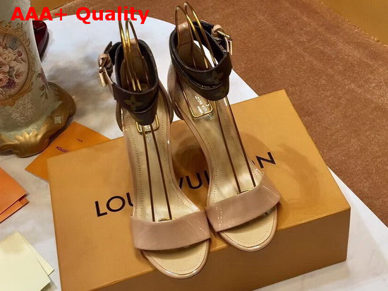 Louis Vuitton Call Back Sandal in Nude Patent Calf Leather Replica