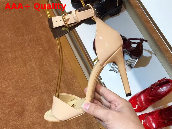 Louis Vuitton Call Back Sandal in Nude Patent Calf Leather Replica