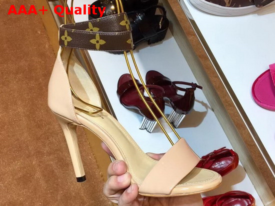 Louis Vuitton Call Back Sandal in Nude Patent Calf Leather Replica