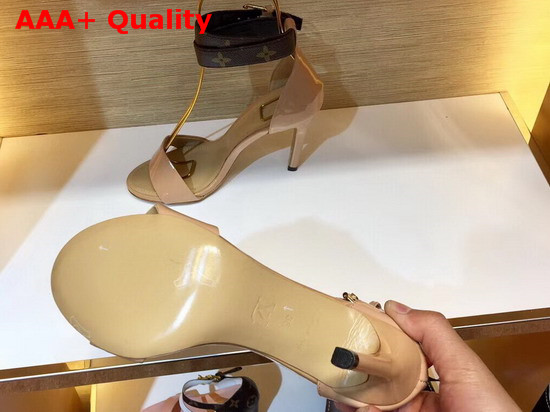 Louis Vuitton Call Back Sandal in Nude Patent Calf Leather Replica