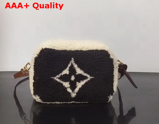 Louis Vuitton Camera Case in Black and Beige Shearling Replica