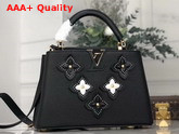 Louis Vuitton Capucines BB Black Grained Taurillon Leather Embellished with Monogram Flowers Replica