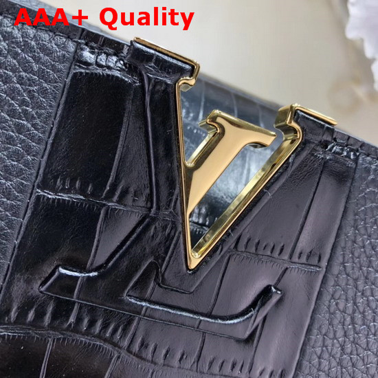 Louis Vuitton Capucines BB Black Taurillon Skin and Alligator Skin Replica