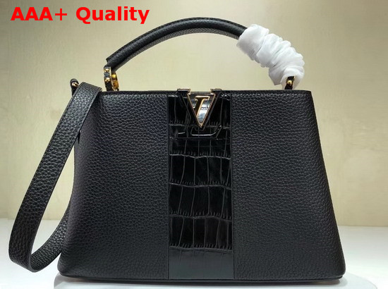 Louis Vuitton Capucines BB Black Taurillon Skin and Alligator Skin Replica