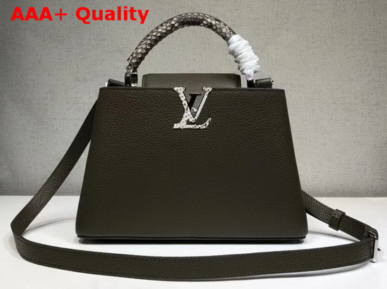 Louis Vuitton Capucines BB Dark Green Taurillon Cowhide Leather and Python Trim Replica