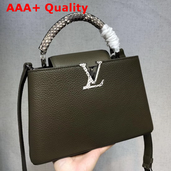 Louis Vuitton Capucines BB Dark Green Taurillon Cowhide Leather and Python Trim Replica