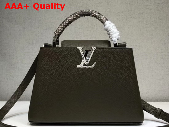 Louis Vuitton Capucines BB Dark Green Taurillon Cowhide Leather and Python Trim Replica