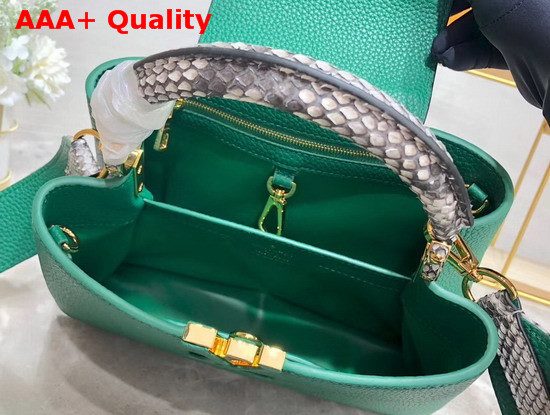 Louis Vuitton Capucines BB Green Taurillon Leather and Python Skin Details Replica